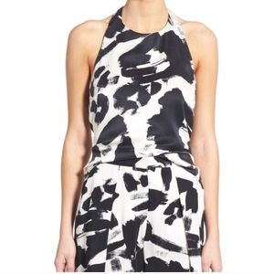 Kendall +Kylie Black & White Silk Tie Back Halter
